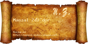 Maszal Zádor névjegykártya